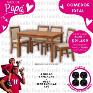 4 sillas tapizadas+mesa rectangular 1.80+4 platos de regalo!!!