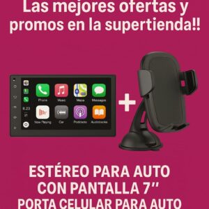 Estereo para auto con pantalla 7 + porta celular para auto