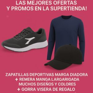 Zapatiilas deportivas + remera manga larga + gorra de regalo