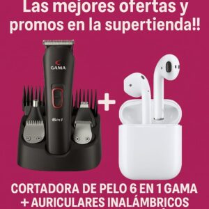 Cortadora de pelo + auriculares inalambricos