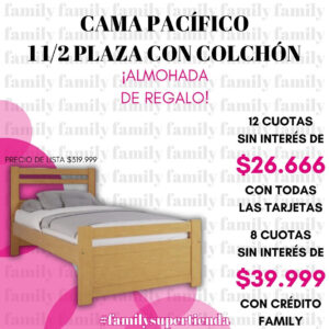 Cama pacifico 11/2 plaza con colchon