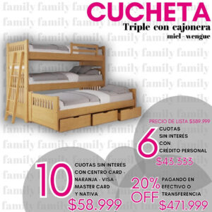 Cucheta triple con cajonera