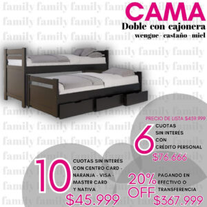 Cama doble con cajonera