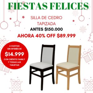 silla de cedro tapizada