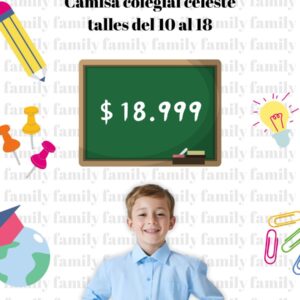 Camisa colegial celeste, talles del 10-18
